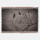 Couverture Flying Crows Arbre Branches Oiseaux Gothique (Devant)