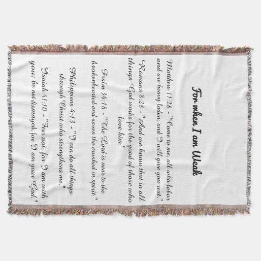 Couverture For when I am weak bible verse blanket (Devant)