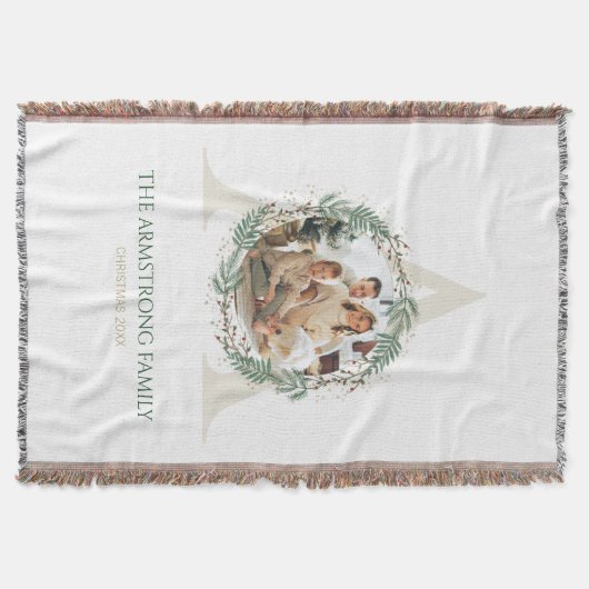 Couverture Forest Green Wreath Gold Monogram Photo Keepsake (Devant)