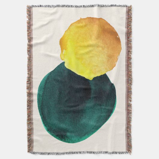 Couverture Forme biologique Aquarelle Abstraite Jaune Vert (devant Vertical)