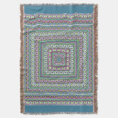 Couverture Foulard ethnique carré bleu et vert (devant Vertical)