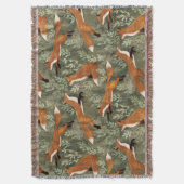 Couverture Foxes joyeux en rouge Brown sur vert olive (devant Vertical)