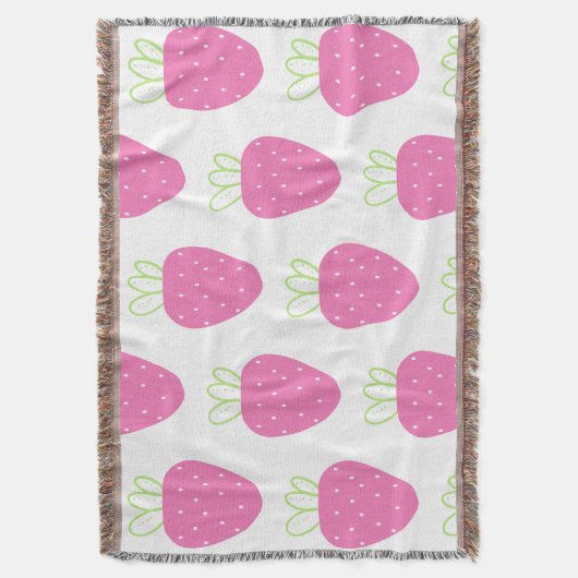 Couverture Fraise rose Aquarelle Minimale Fruit (devant Vertical)