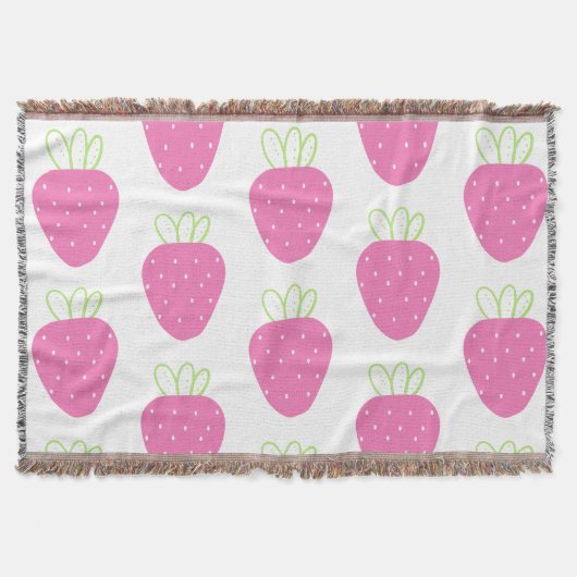 Couverture Fraise rose Aquarelle Minimale Fruit (Devant)