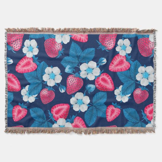 Couverture Fraises roses sur bleu (Devant)