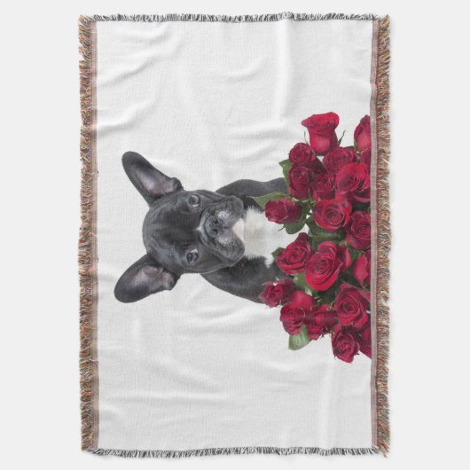 Couverture Français Chien Chien Chien Chien Rose Fleurs Jeter (devant Vertical)