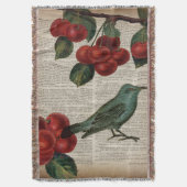 Couverture frentry bird retro botanical red cherry (devant Vertical)