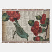 Couverture frentry bird retro botanical red cherry (Devant)