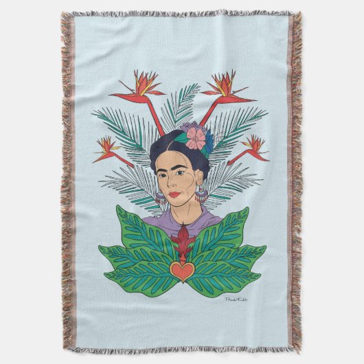 Couverture Frida Kahlo | Oiseaux de Paradis Floral Graphic (devant Vertical)