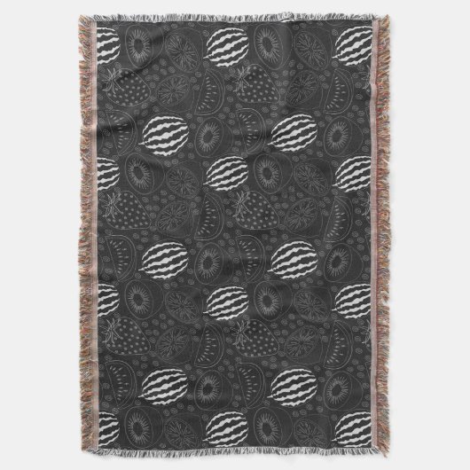 Couverture Fruit seamless pattern black and white Tropical (devant Vertical)