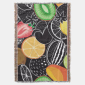 Couverture Fruits tropicaux colorés, fond noir. (devant Vertical)