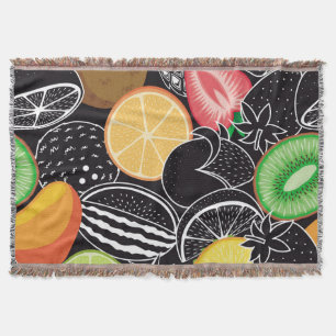 Couverture Fruits tropicaux colorés, fond noir.