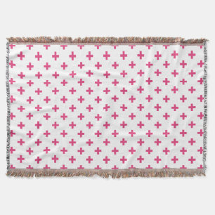 Couverture Fuchsia polka croise sur blanc