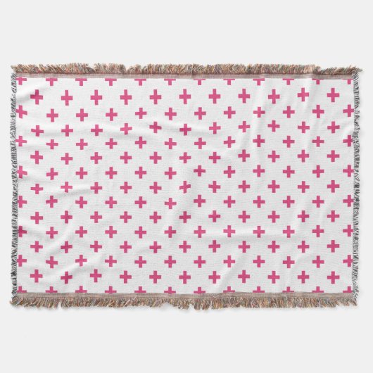 Couverture Fuchsia polka croise sur blanc (Devant)