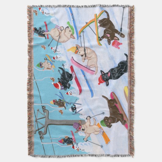 Couverture Fun d'hiver Ski Labradors de Noël (devant Vertical)