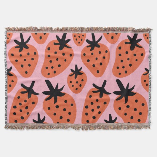 Couverture Fun fraise, design artisanal sans couture. (Devant)