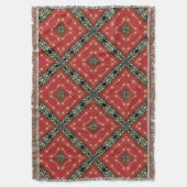 Couverture Funky Ornate Noir + Rouge Tissé Lancer Blanket (devant Vertical)