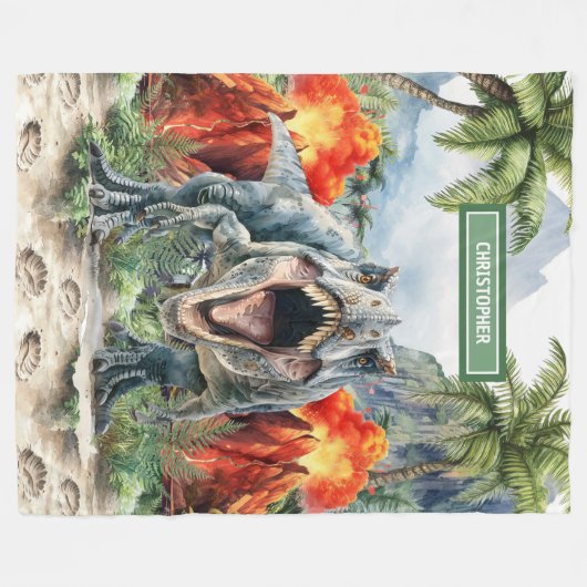 Couverture furieuse T-Rex Nom personnalisé Personn (Devant (Horizontal))