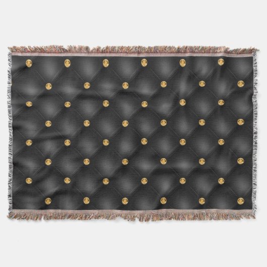Couverture Gemmes Diamond Or Glam de luxe Tufted Elegant Noir (Devant)
