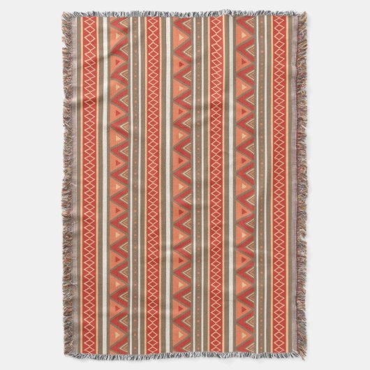 Couverture Géométrique, Taupe et Orange du Sud-Ouest moderne (devant Vertical)