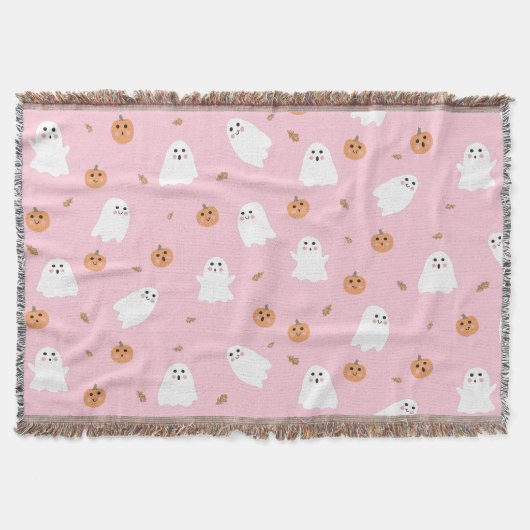 Couverture Ghost mignon et Citrouille Motif d'Halloween rose (Devant)