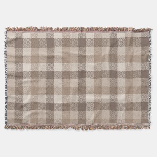 Couverture Gingham à carreaux marron clair Terre Neutre (Devant)