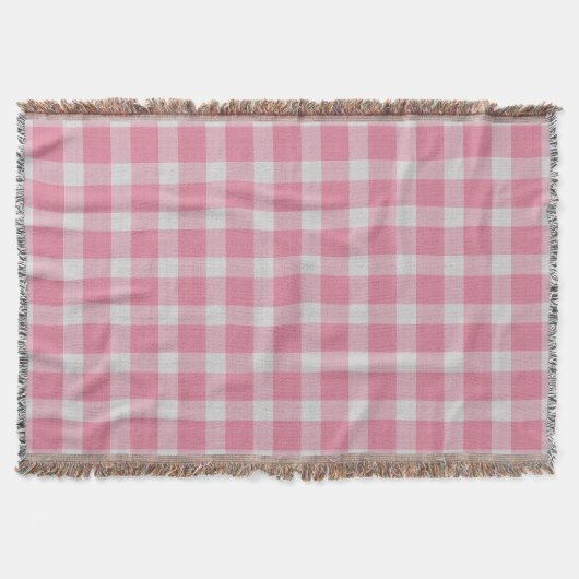 Couverture Gingham à carreaux rose et blanc (Devant)