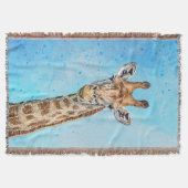 Couverture Giraffe curieuse avec Ciel de Confetti Bleu (Devant)