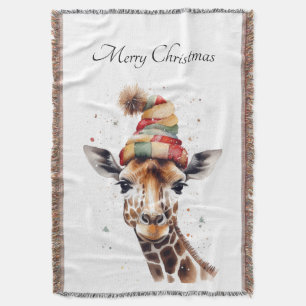 Couverture Giraffe de Noël, personnalisable