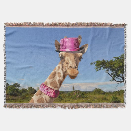 Couverture Giraffe en casquette rose étincelant (Devant)