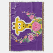 Couverture Giraffe Florale Roses Roses Roses Violettes Jeu (devant Vertical)