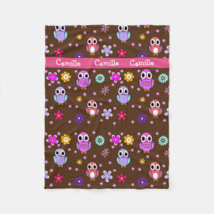Couverture Girly mignonne d'ouatine de hiboux de