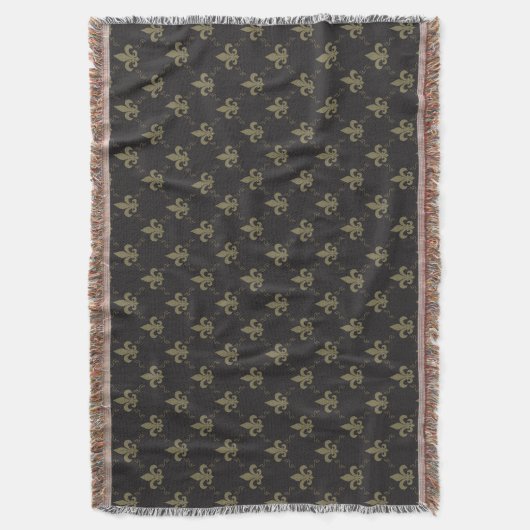 Couverture Gold Fleur De Lis Pattern noir luxueux (devant Vertical)
