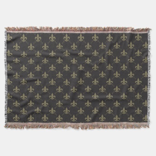Couverture Gold Fleur De Lis Pattern noir luxueux (Devant)