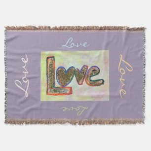 Couverture Golden Pastels Love Word Art Custom Thon Blanket