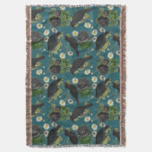 Couverture Goth Crows et Roses noirs Profond Turquoise Motif