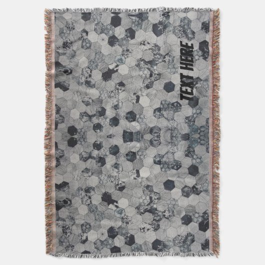 Couverture Gradient Hexagon noir et blanc personnalisé (devant Vertical)