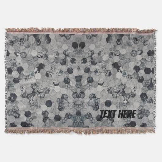 Couverture Gradient Hexagon noir et blanc personnalisé (Devant)