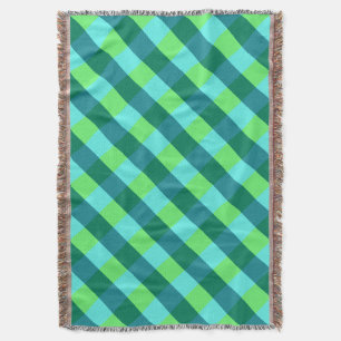 Couverture Grand Buffalo Check, aqua, vert turquoise et citro