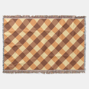 Couverture Grand Buffalo Check, brun clair et jaune doré