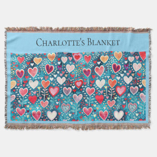 Couverture Grand jeté - motif de cœur