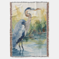 Grands hérons bleus Peintures à l'aquarelle du lac
