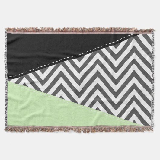Couverture Gray Zigzag, Gray Chevron, Zigzag Pattern, Mint (Devant)