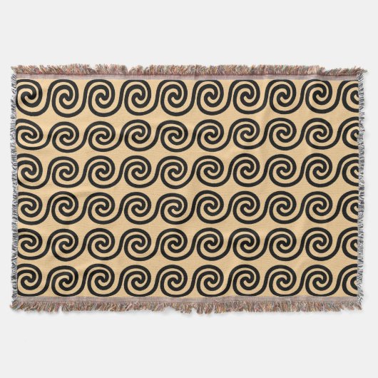 Couverture Grec Meander Key Waves Motif Brown (Devant)