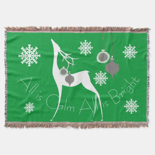 Couverture Green All is Calm All is Bright Deer Holiday Throw (Devant)