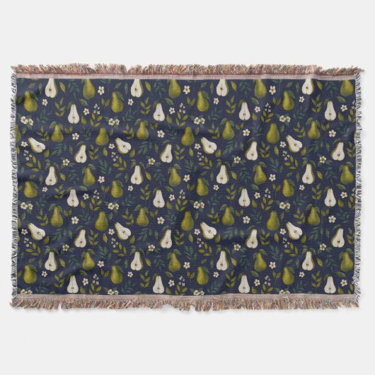 Couverture Green Pear Watercolor Pattern on Dark Blue  (Devant)