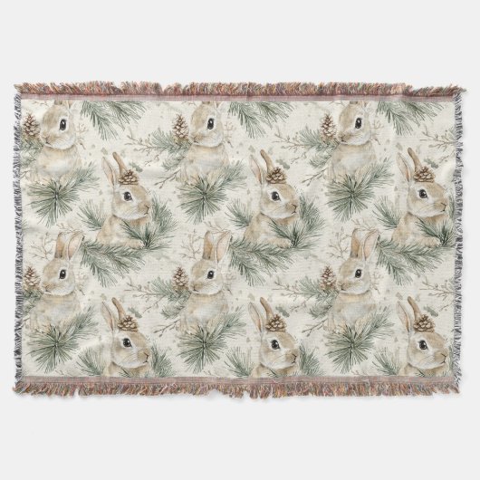 Couverture Green Pine Cones Bunny Rabbits Christmas (Devant)