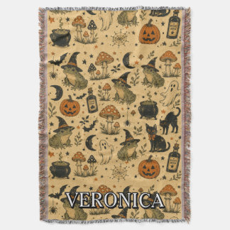 Couverture Grenouille Halloween Vintage Impression Nom Comple