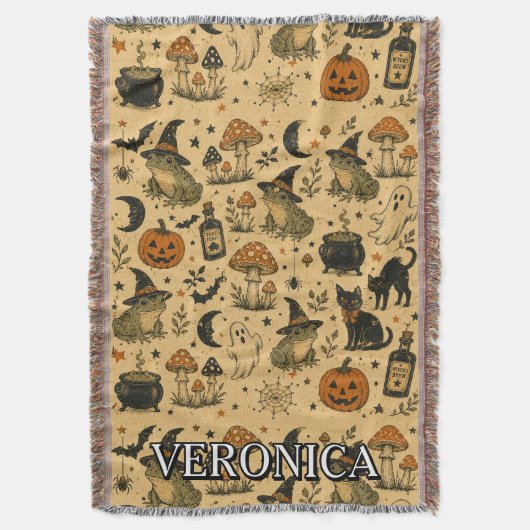Couverture Grenouille Halloween Vintage Impression Nom Comple (devant Vertical)