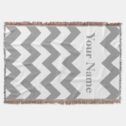 Couverture Grey Bold Chevron avec nom personnalisé (Devant)